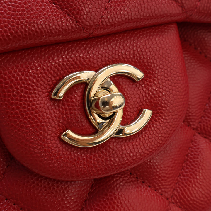 Classic Double rabat Jumbo Cuir caviar Rouge