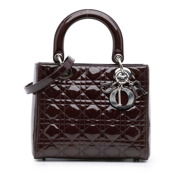 Dior Medium Cuir verni Cannage Lady Dior Violet