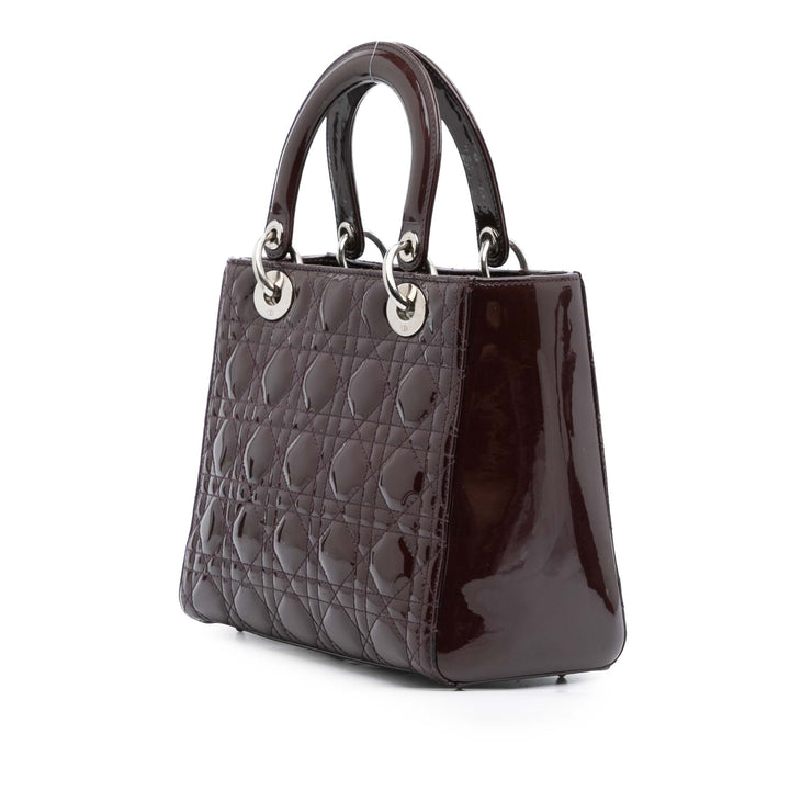Dior Medium Cuir verni Cannage Lady Dior Violet
