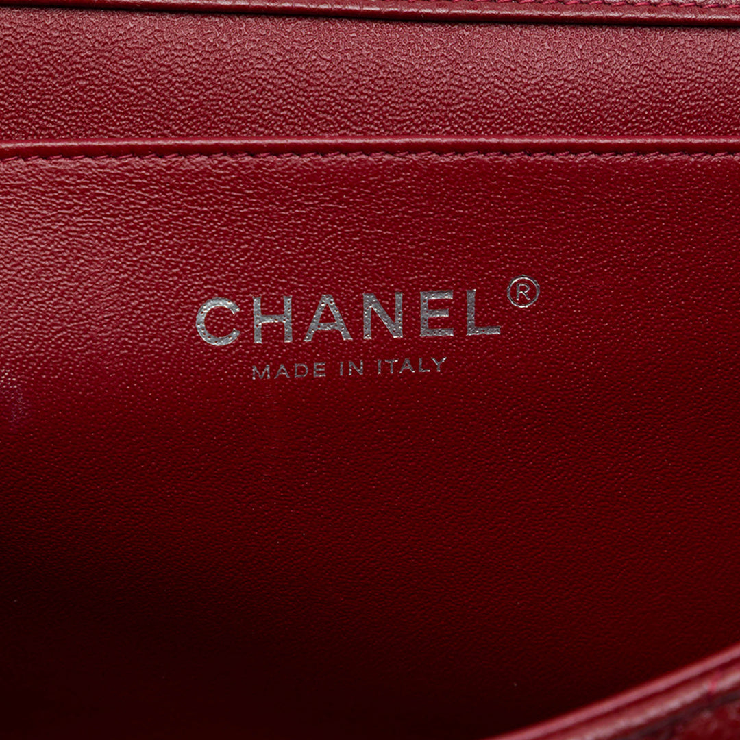 CC Matelassé à rabat Pochette avec chaîne Cuir caviar Rouge