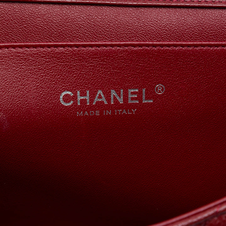 CC Matelassé à rabat Pochette avec chaîne Cuir caviar Rouge