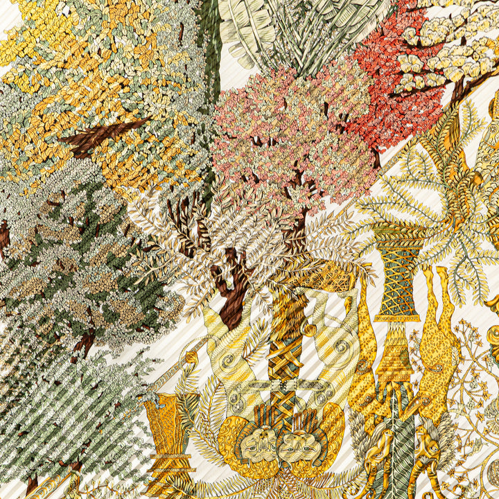 Les Legendes de L Arbre Pleated Silk Scarf Green - Gaby Paris