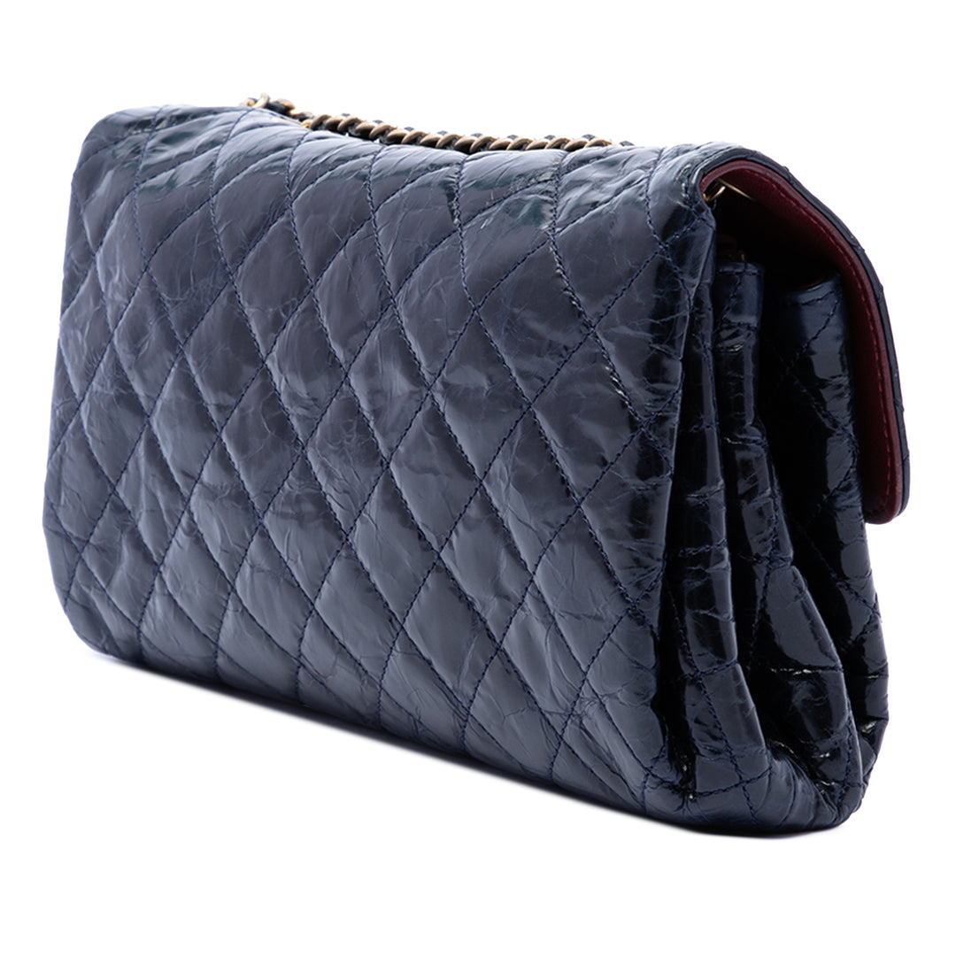 Chanel CC Matelassé vieilli Glazed Cuir de veau Accordion à rabat