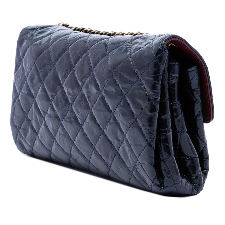 Chanel CC Matelassé vieilli Glazed Cuir de veau Accordion à rabat