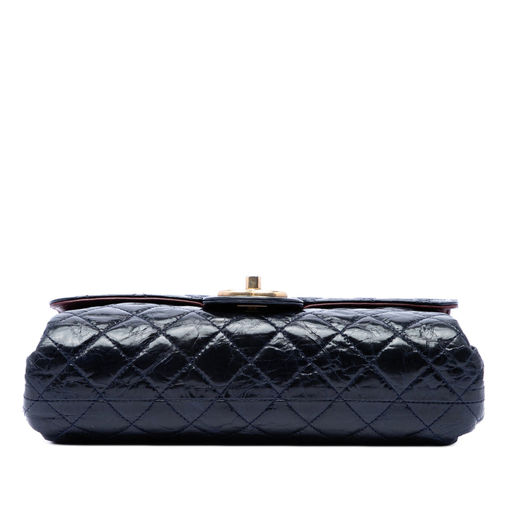 Chanel CC Matelassé vieilli Glazed Cuir de veau Accordion à rabat