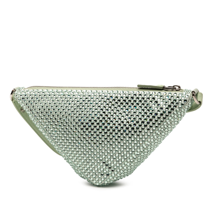 Prada Pochette Cristal Orné Triangle Vert – vue 2 – GABY PARIS