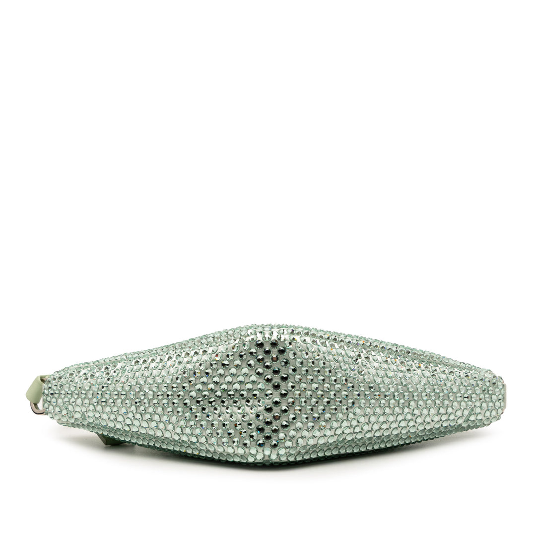 Prada Pochette Cristal Orné Triangle Vert – vue 3 – GABY PARIS