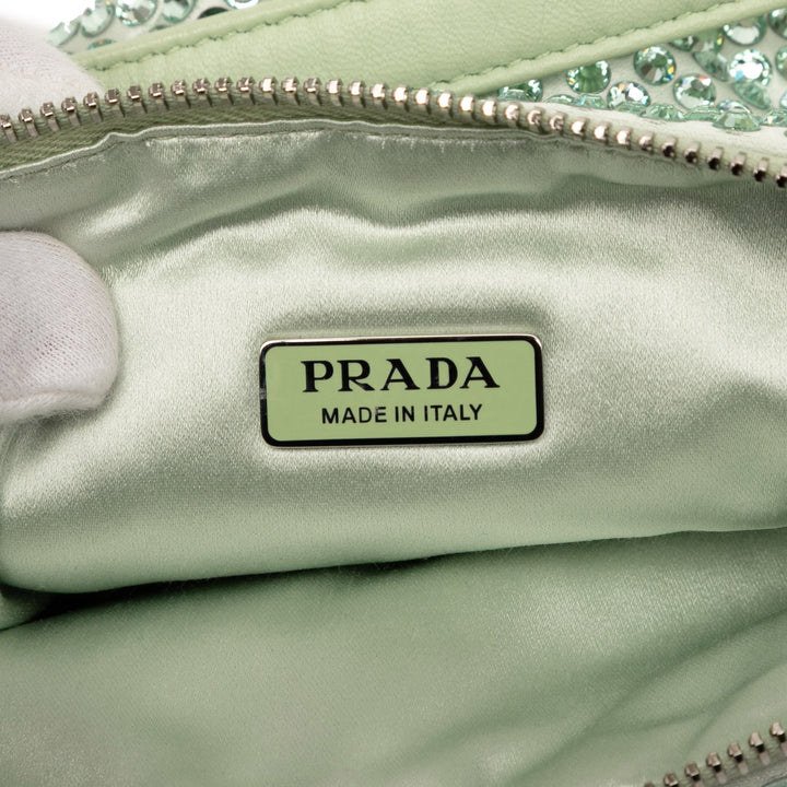 Prada Pochette Cristal Orné Triangle Vert – vue 5 – GABY PARIS