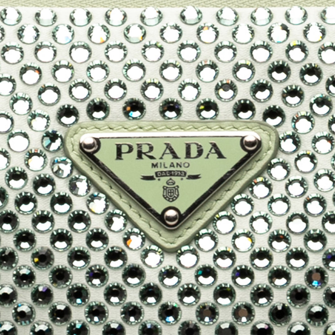 Prada Pochette Cristal Orné Triangle Vert – vue 6 – GABY PARIS