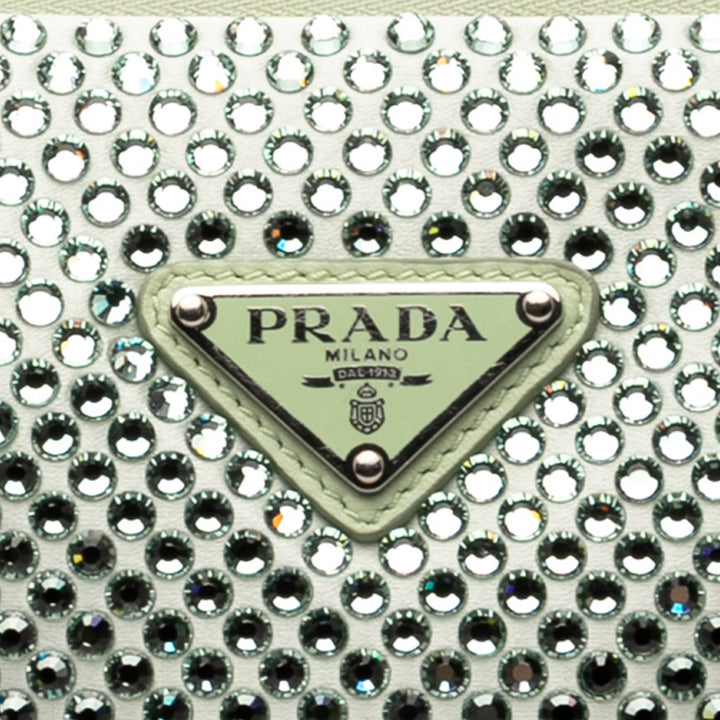 Prada Pochette Cristal Orné Triangle Vert – vue 6 – GABY PARIS