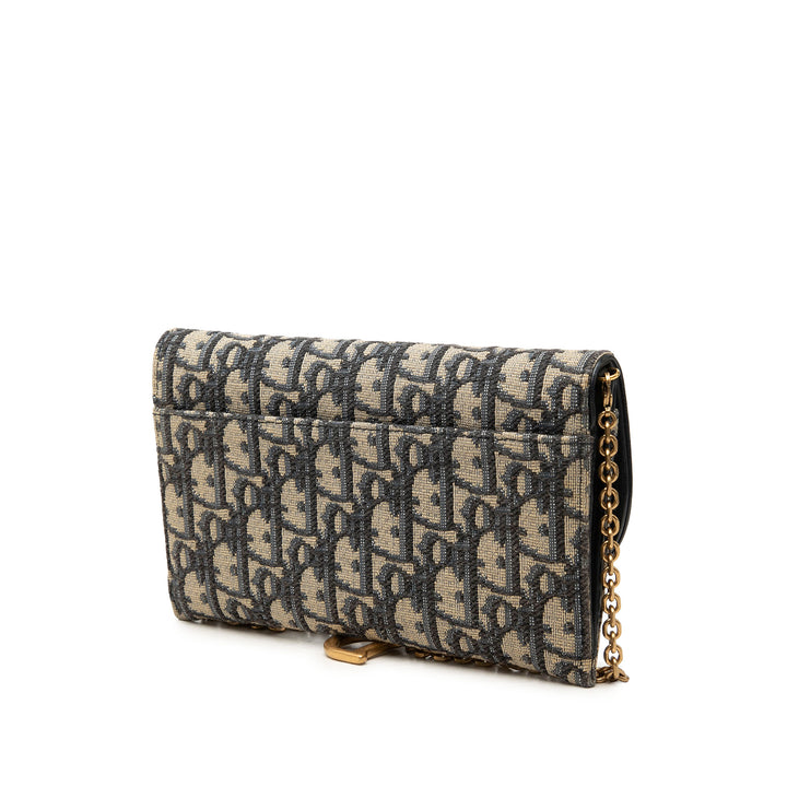 Dior Pochette Saddle avec chaîne Oblique Petit Bleu – vue 2 – GABY PARIS