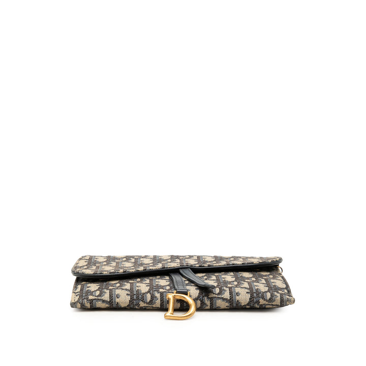 Dior Pochette Saddle avec chaîne Oblique Petit Bleu – vue 3 – GABY PARIS