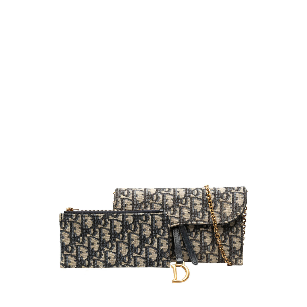 Dior Pochette Saddle avec chaîne Oblique Petit Bleu – vue 7 – GABY PARIS