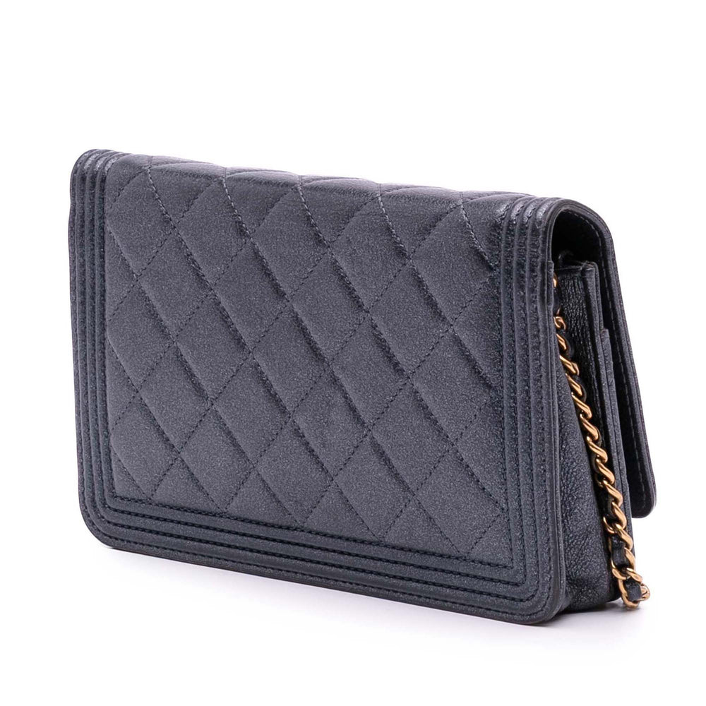 Quilted Lambskin Boy Wallet On Chain Black - Gaby Paris