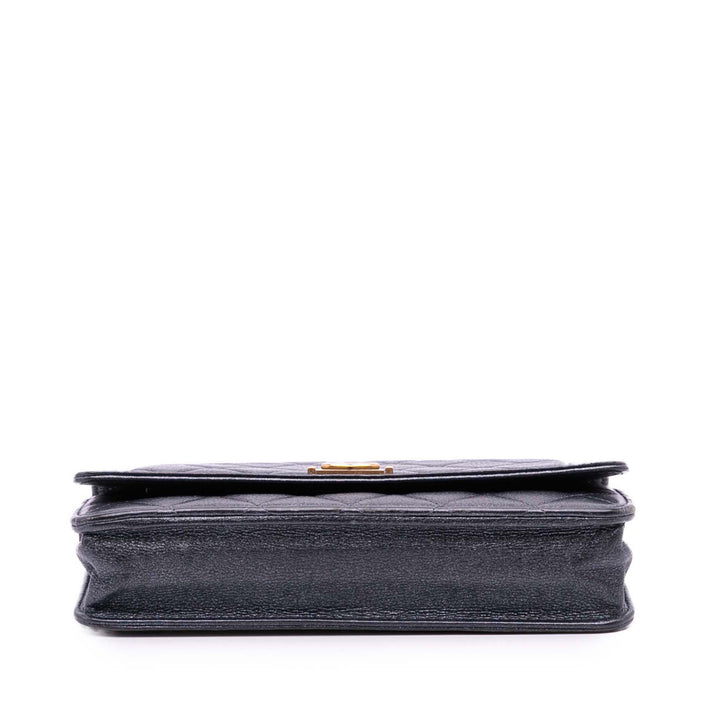 Quilted Lambskin Boy Wallet On Chain Black - Gaby Paris