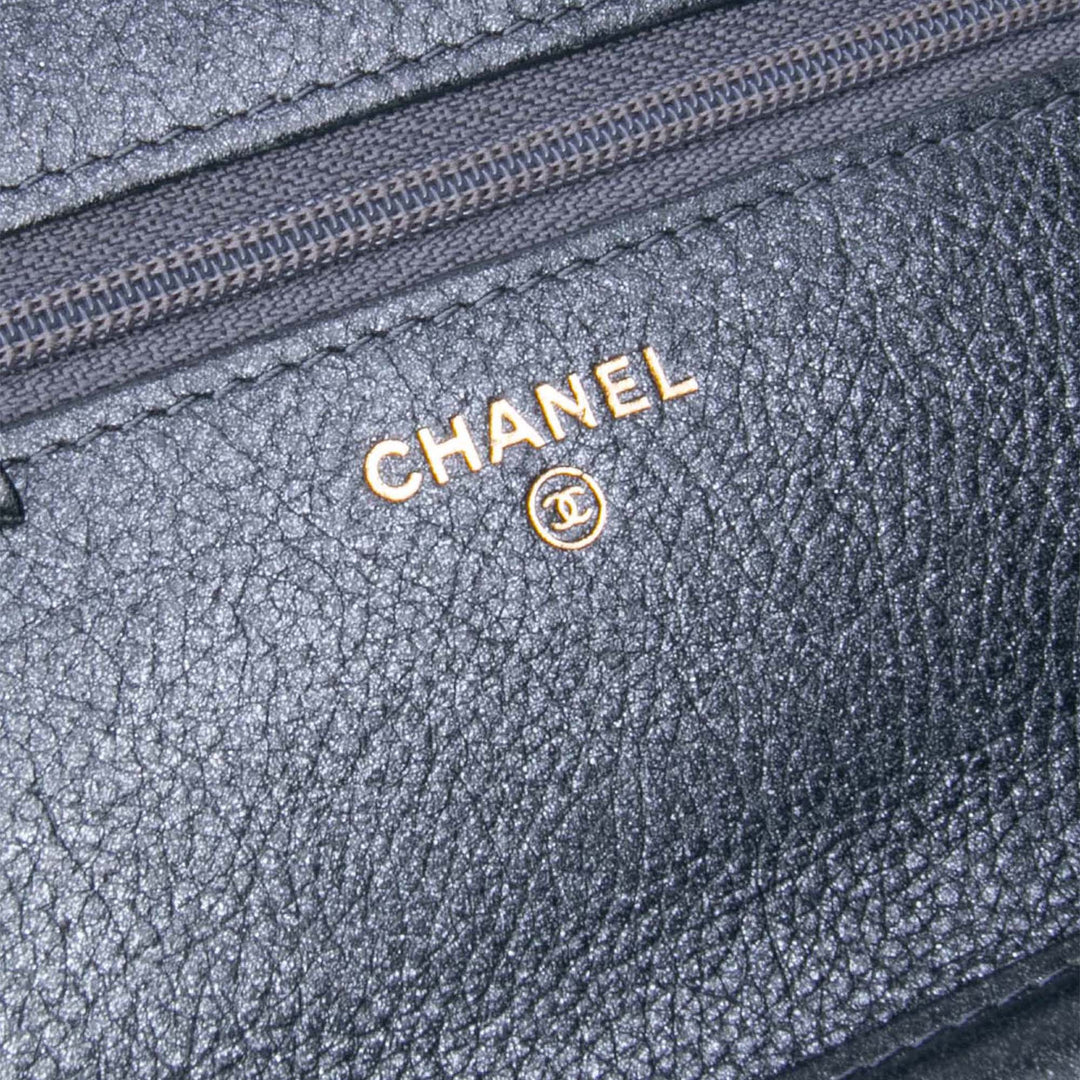 Quilted Lambskin Boy Wallet On Chain Black - Gaby Paris