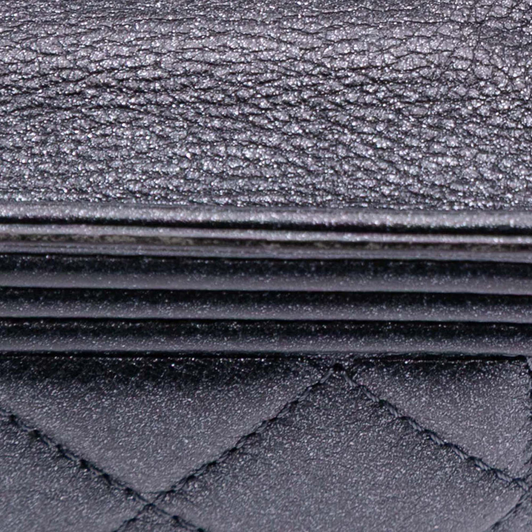 Quilted Lambskin Boy Wallet On Chain Black - Gaby Paris