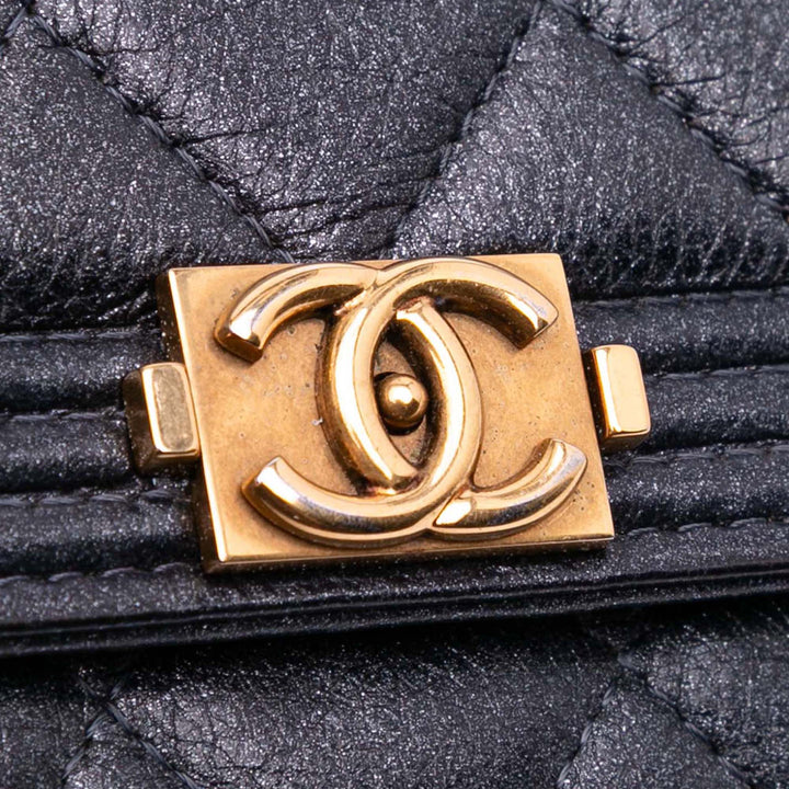 Quilted Lambskin Boy Wallet On Chain Black - Gaby Paris