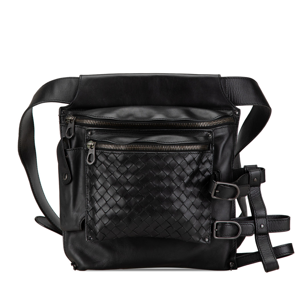 Nappa Intrecciato Utility Belt Bag Black - Gaby Paris