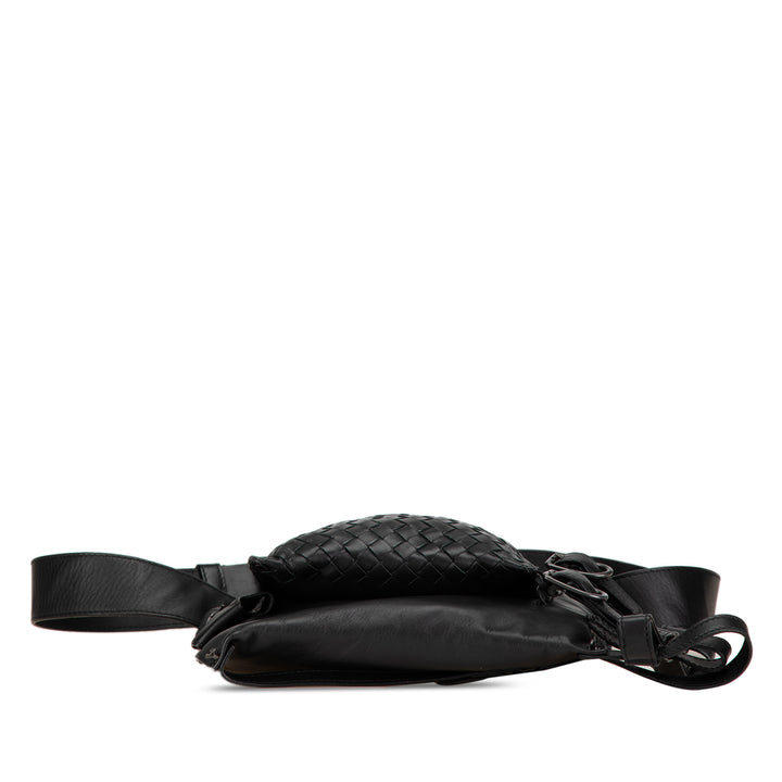 Nappa Intrecciato Utility Belt Bag Black - Gaby Paris