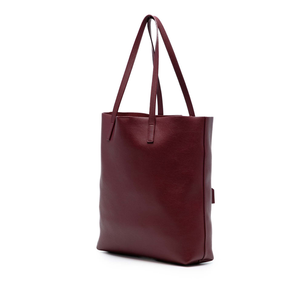 Saint Laurent Cuir North South Shopper Cabas Rouge – GABY PARIS Authentique