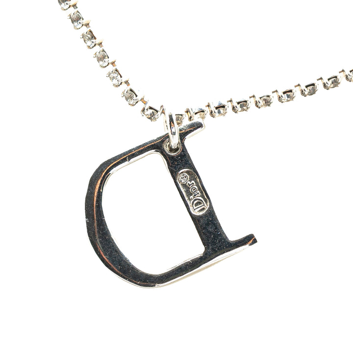 Dior Collier Double Chaîne Cristal D Logo Pendant Argenté – vue 5 – GABY PARIS