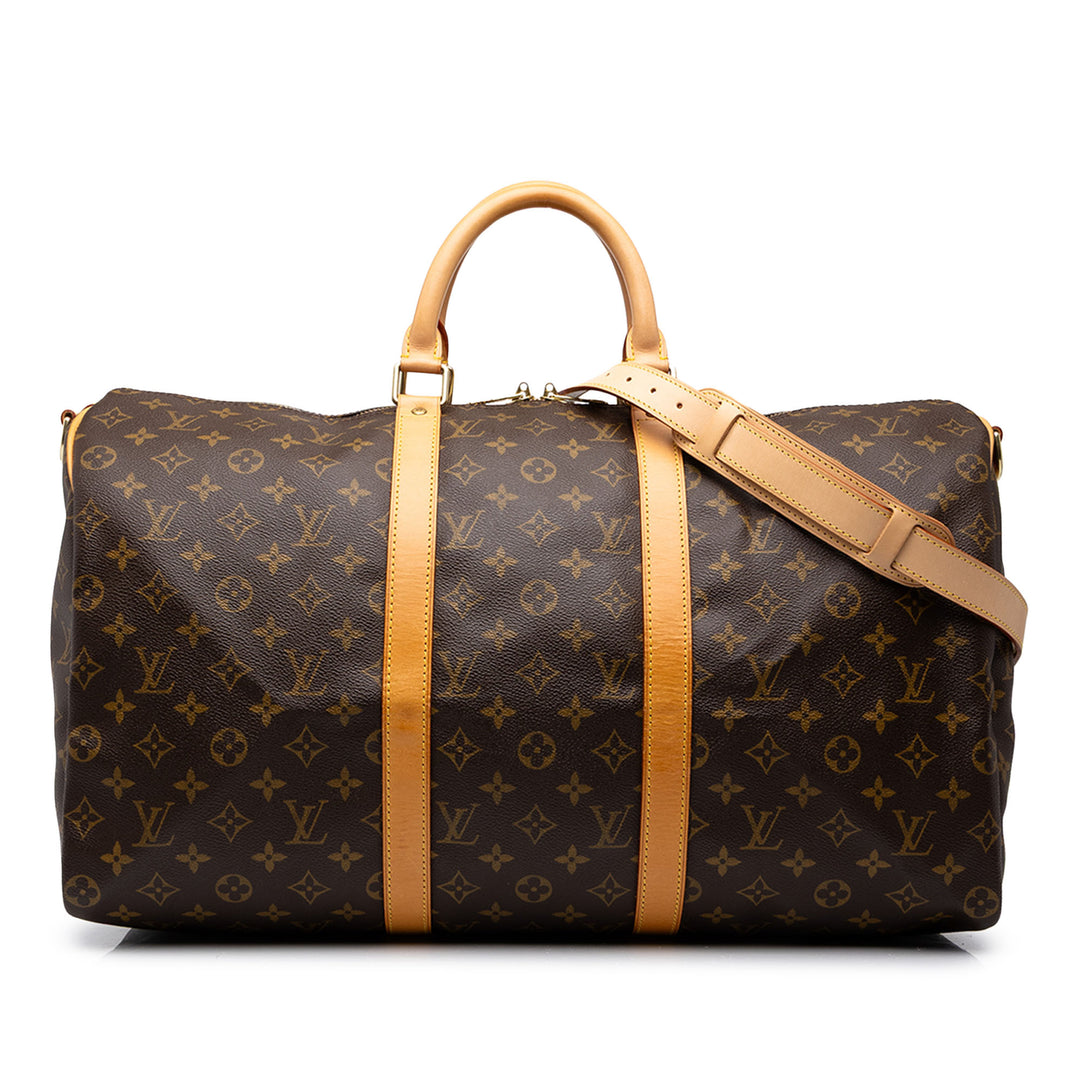 Louis Vuitton Sac de voyage Keepall Bandouliere 50 Monogram Marron – vue principale – GABY PARIS