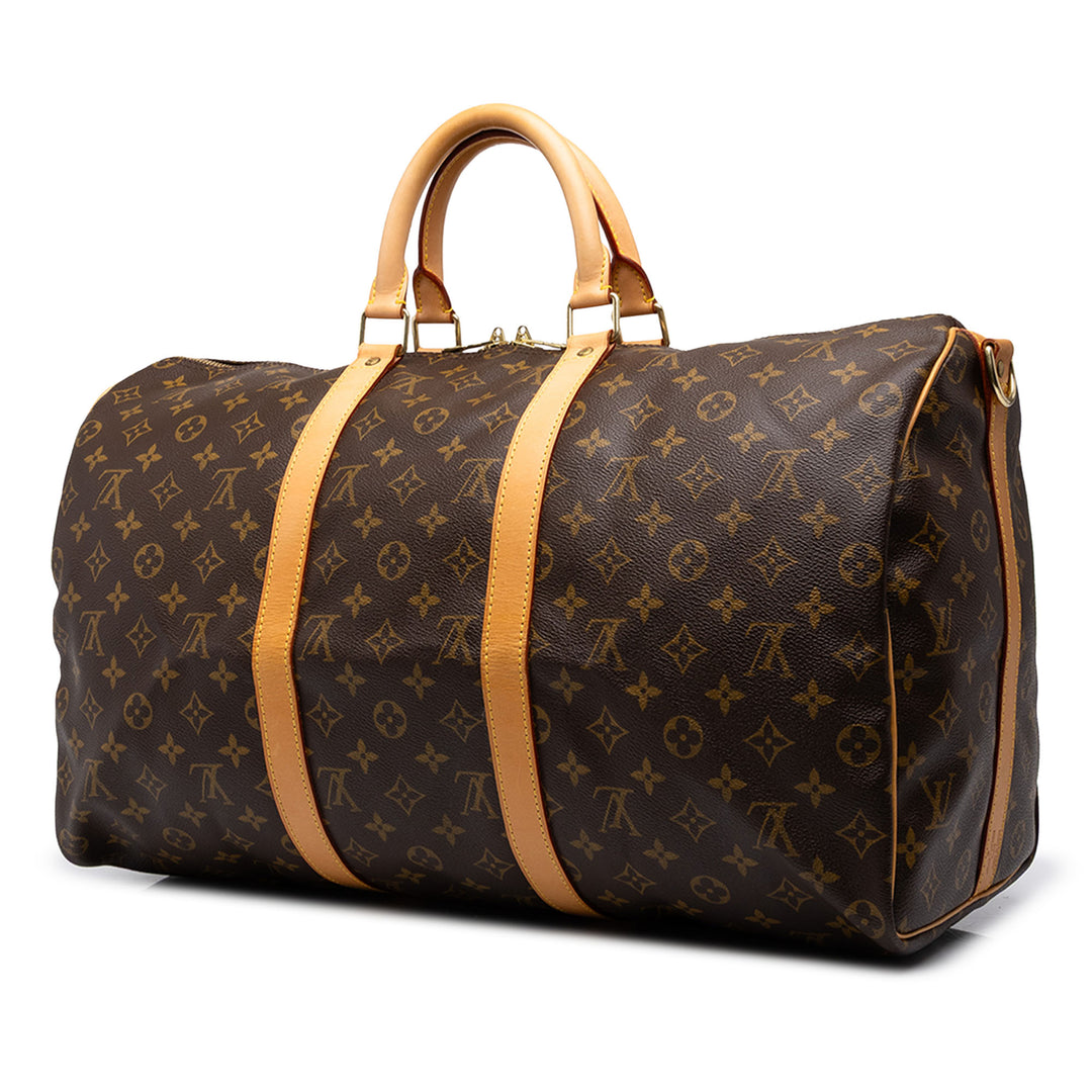 Louis Vuitton Sac de voyage Keepall Bandouliere 50 Monogram Marron – vue 2 – GABY PARIS