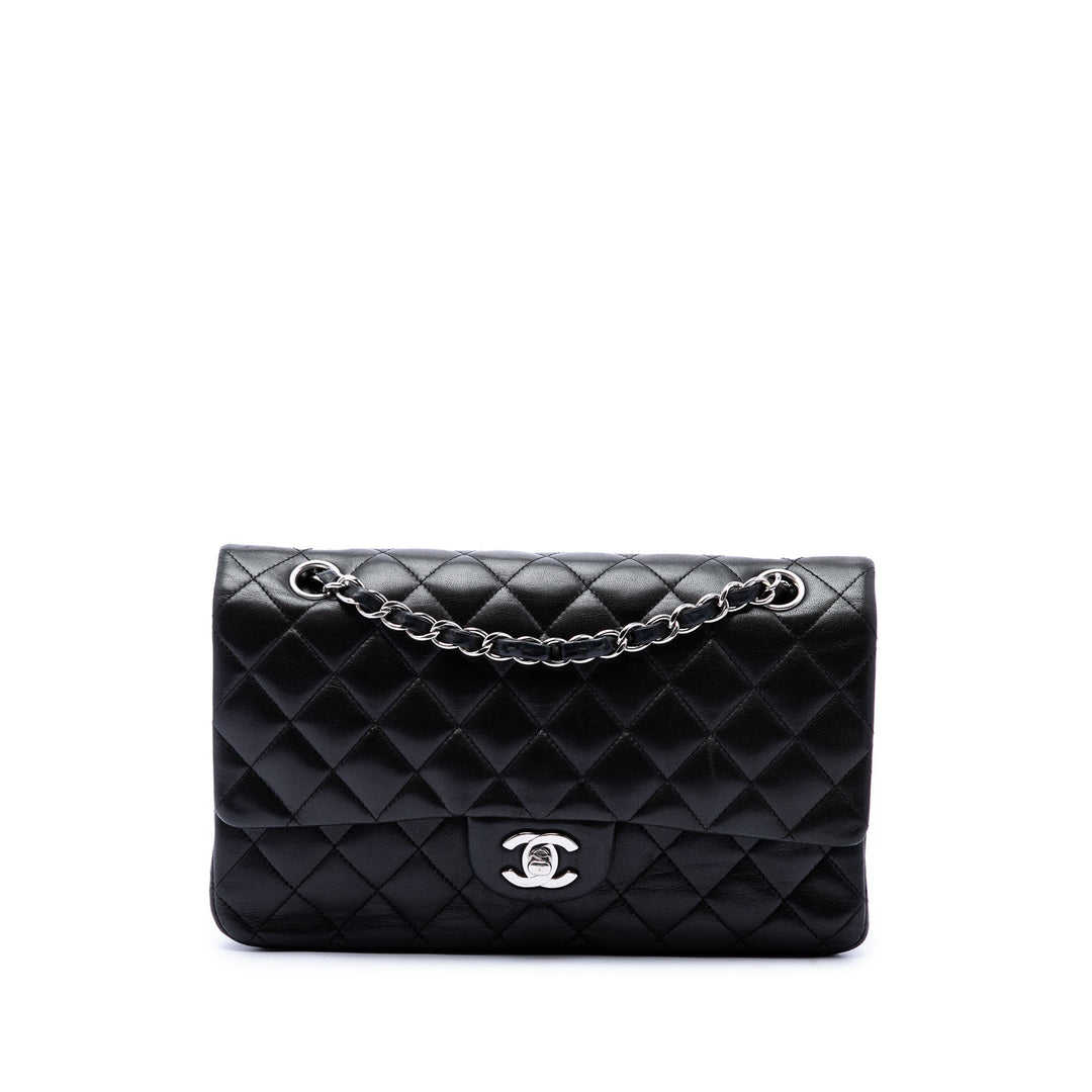 Classic Double rabat Moyen Cuir d'agneau Noir
