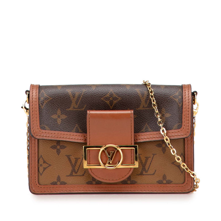 Dauphine Wallet on Chain Monogram Reverse Marron