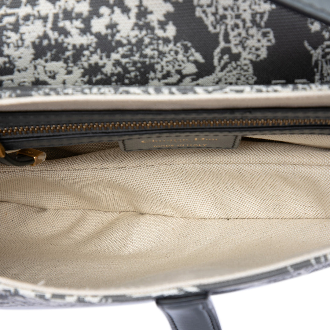 Dior Toile brodé Reverse Toile De Jouy Saddle Sac