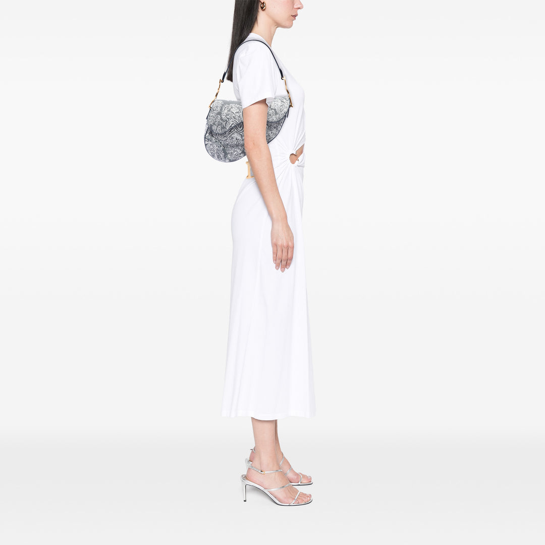 Dior Toile brodé Reverse Toile De Jouy Saddle Sac
