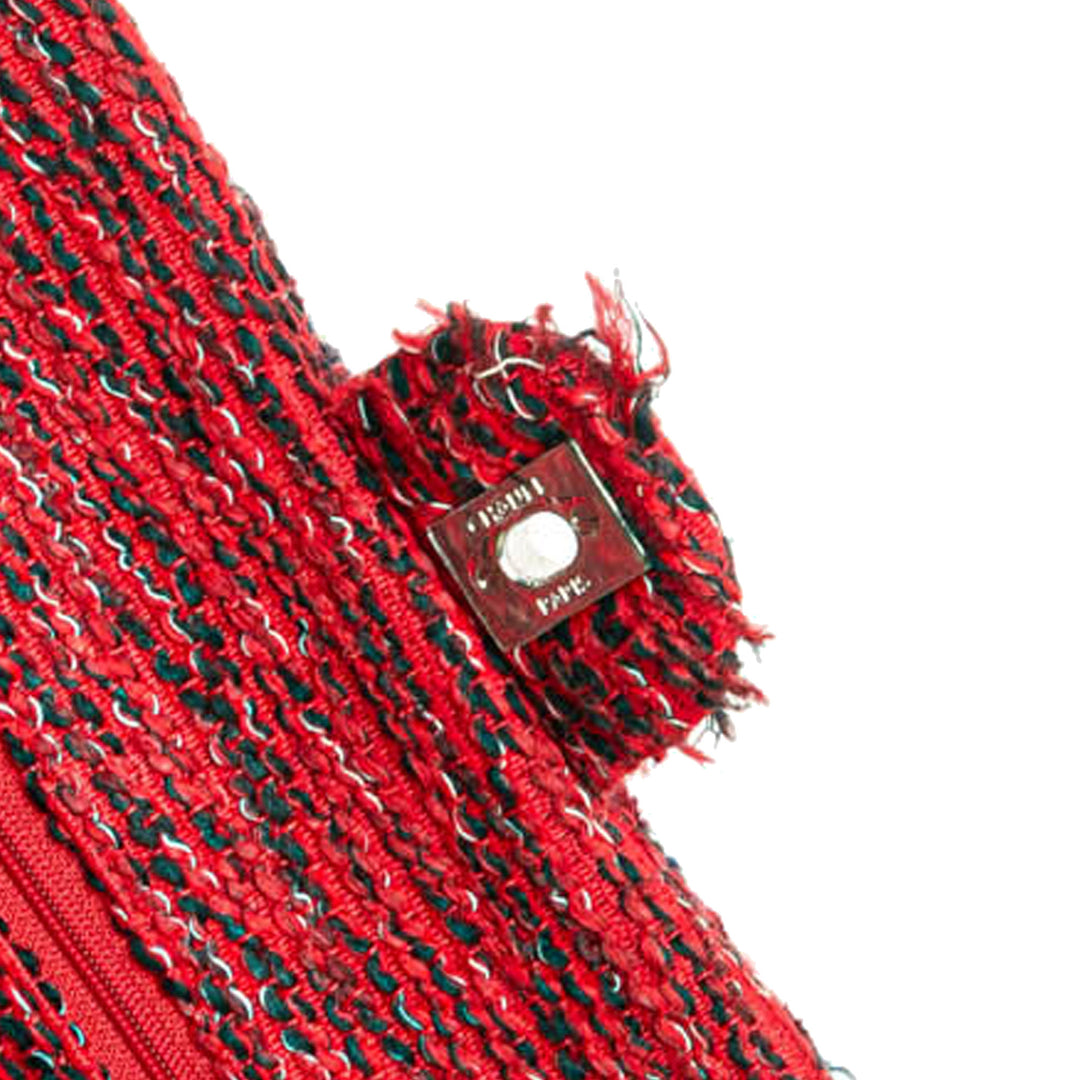 Medium Tweed Braided Charms Double Flap Red - Gaby Paris