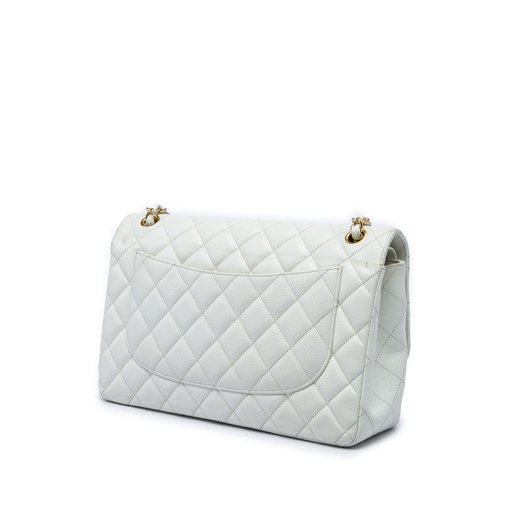 Chanel Sac porté épaule Classic Double rabat Jumbo Cuir caviar Blanc – vue 2 – GABY PARIS