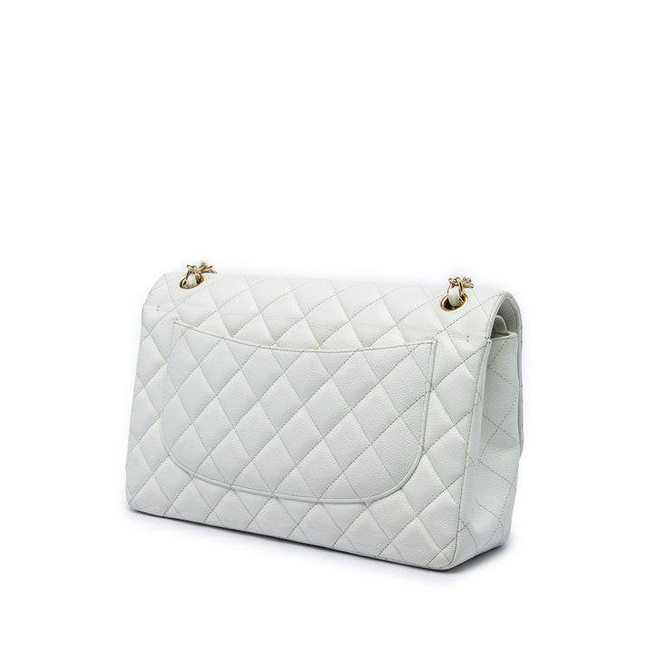 Chanel Sac porté épaule Classic Double rabat Jumbo Cuir caviar Blanc – vue 2 – GABY PARIS