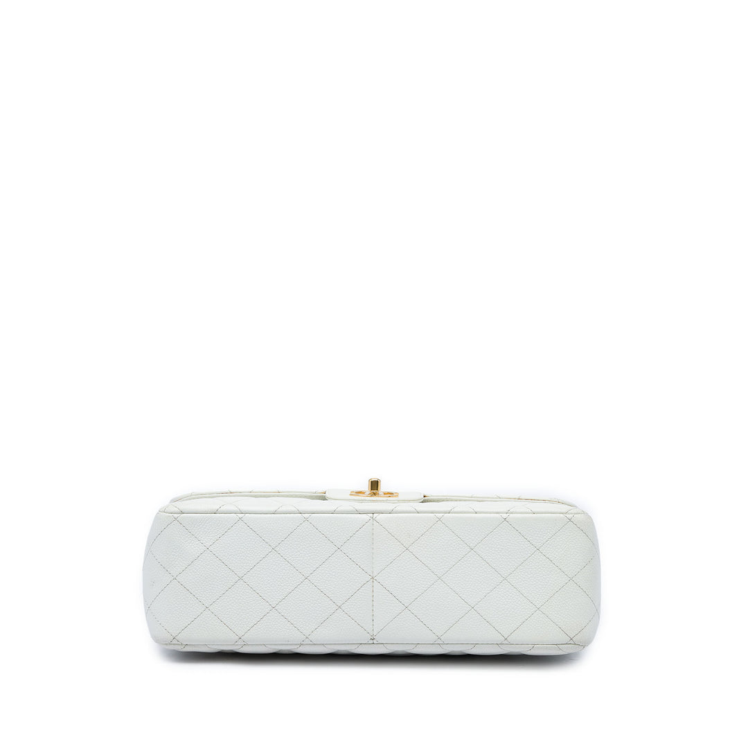 Chanel Sac porté épaule Classic Double rabat Jumbo Cuir caviar Blanc – vue 3 – GABY PARIS