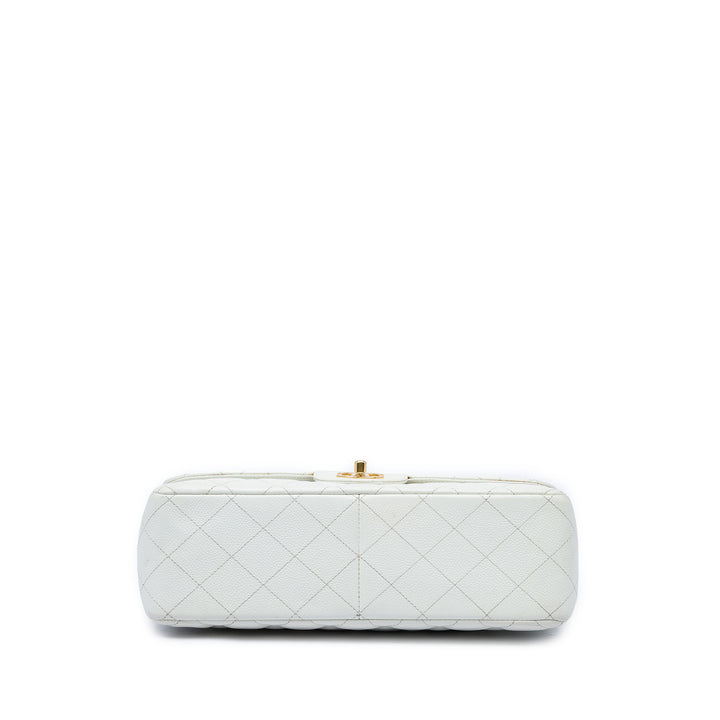 Chanel Sac porté épaule Classic Double rabat Jumbo Cuir caviar Blanc – vue 3 – GABY PARIS