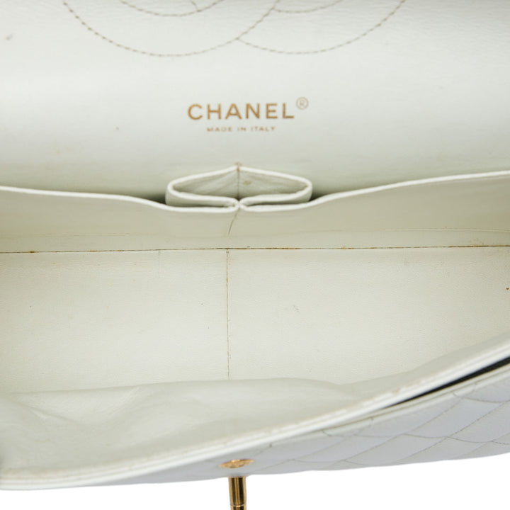 Chanel Sac porté épaule Classic Double rabat Jumbo Cuir caviar Blanc – vue 4 – GABY PARIS