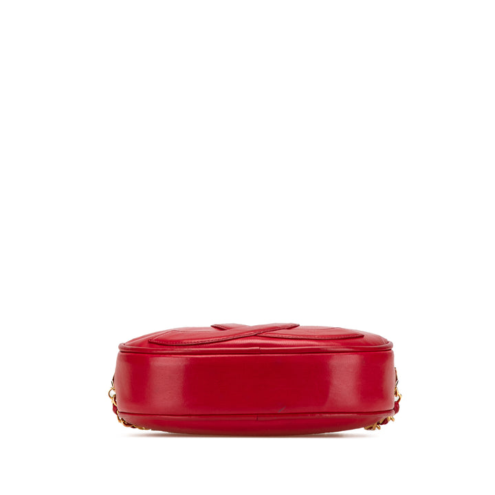 CC Lambskin Tassel Oval Camera Bag Red - Gaby Paris