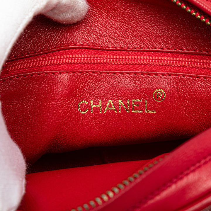 CC Lambskin Tassel Oval Camera Bag Red - Gaby Paris