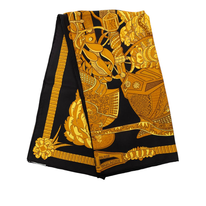Hermès Carré Armets en Panache 90 Noir – vue principale – GABY PARIS