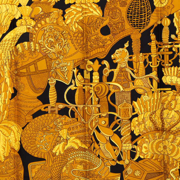 Hermès Carré Armets en Panache 90 Noir – vue 2 – GABY PARIS
