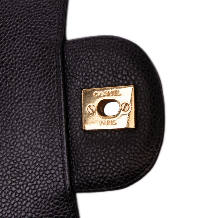 Maxi Classic Caviar Double Flap Black - Gaby Paris
