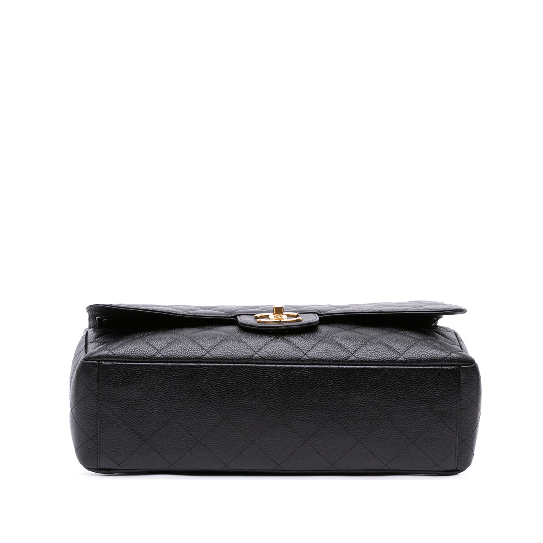 Maxi Classic Caviar Double Flap Black - Gaby Paris