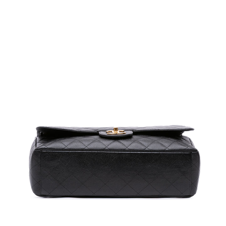 Maxi Classic Caviar Double Flap Black - Gaby Paris