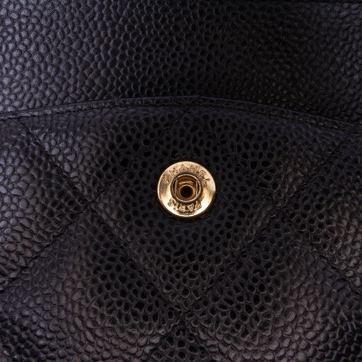 Maxi Classic Caviar Double Flap Black - Gaby Paris