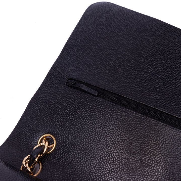 Maxi Classic Caviar Double Flap Black - Gaby Paris