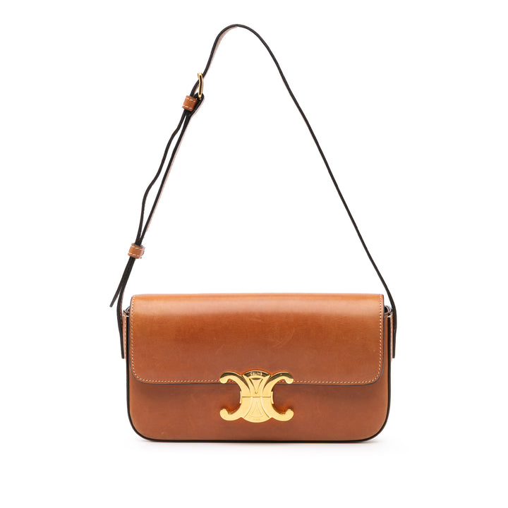 Leather Triomphe Claude Shoulder Bag Brown - Gaby Paris