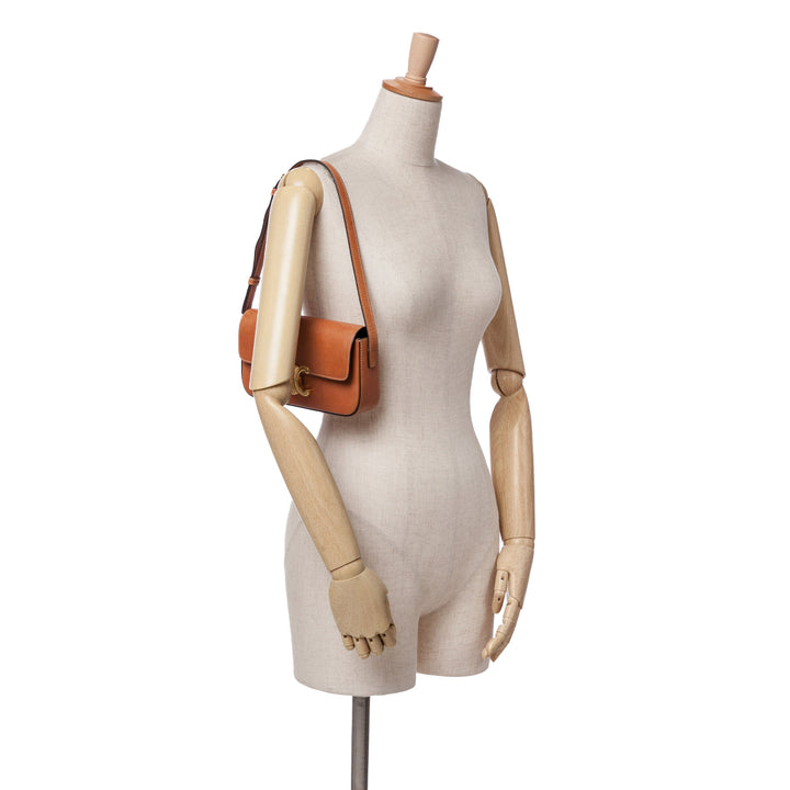 Leather Triomphe Claude Shoulder Bag Brown - Gaby Paris