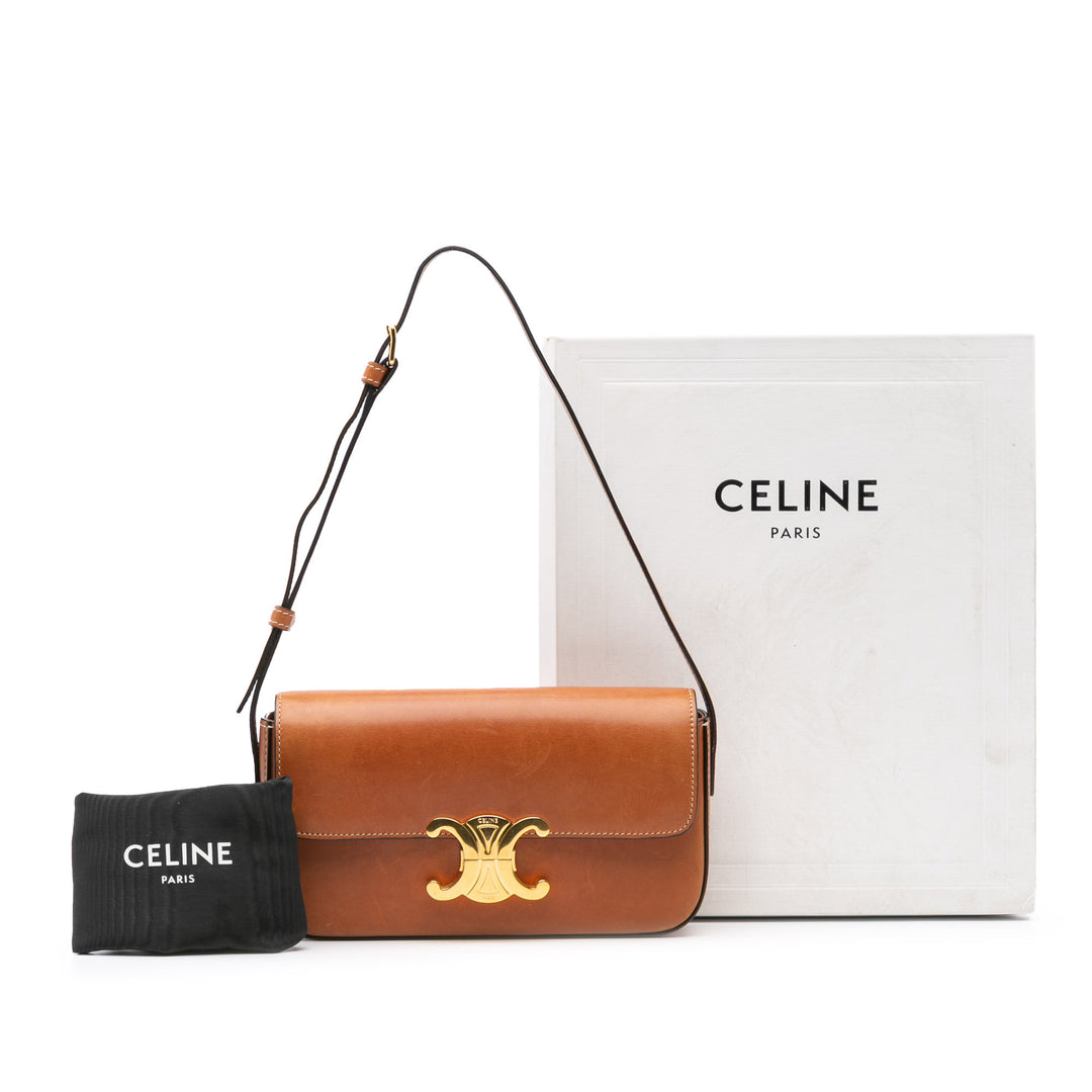 Leather Triomphe Claude Shoulder Bag Brown - Gaby Paris